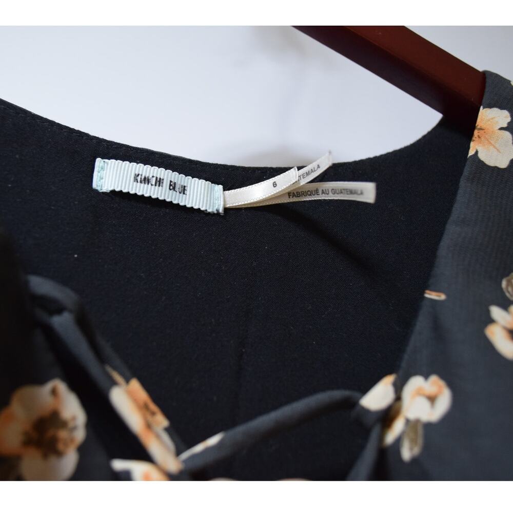 Kimchi Blue Floral Ruffle Tie Neck Dress Size 6 - Picture 3 of 4